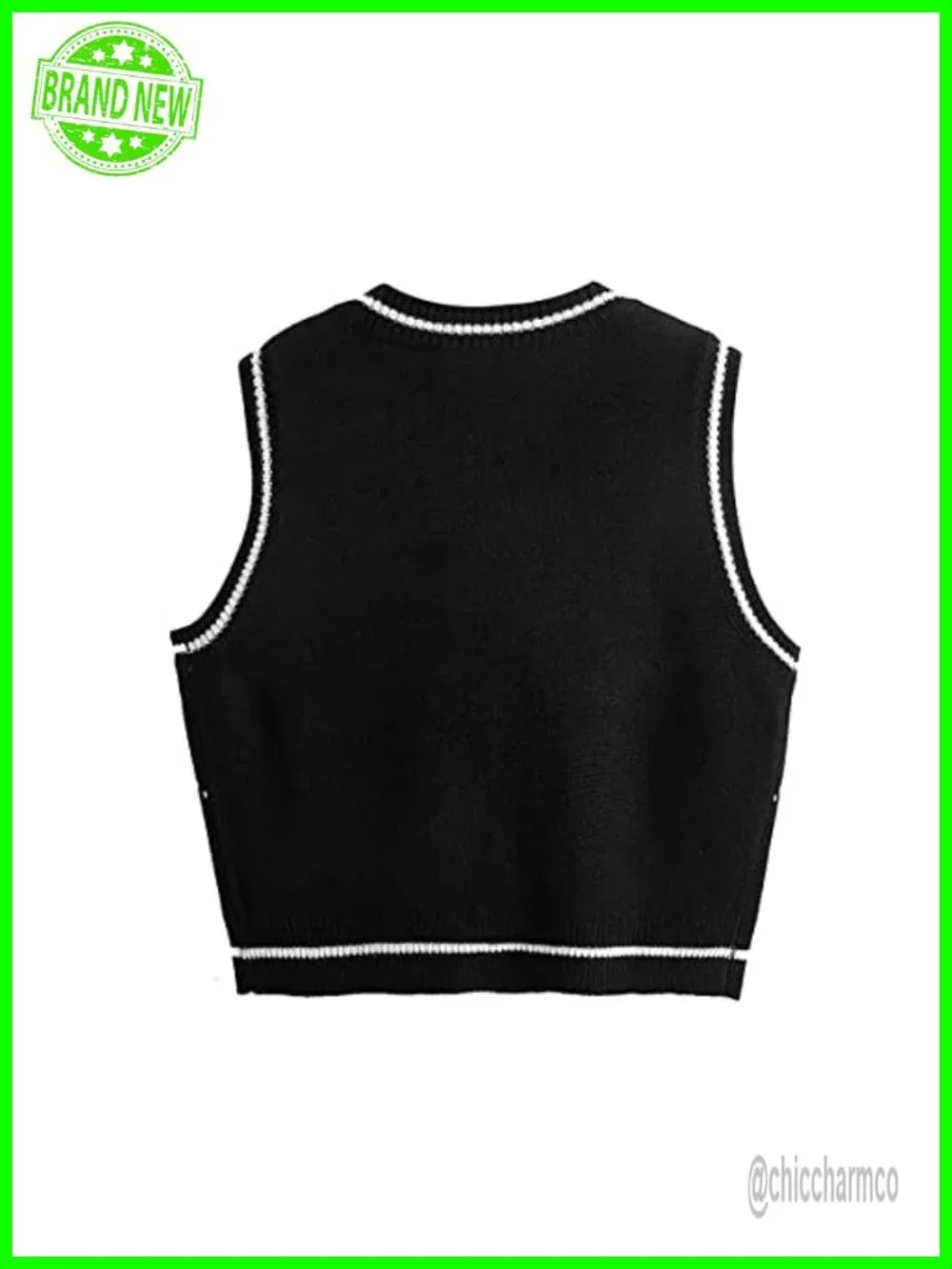 Sleeveless Skull Knit Sweater Vest V Neck Crop Pullover